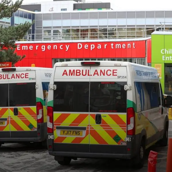 Ambulances parked outside of the Emergency Department