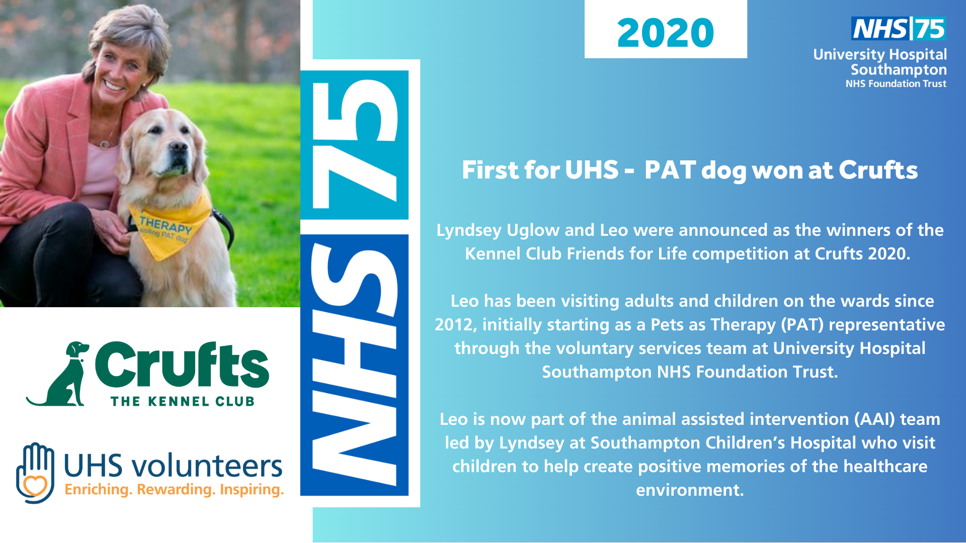 First for UHS - PAT dog won at Crufts