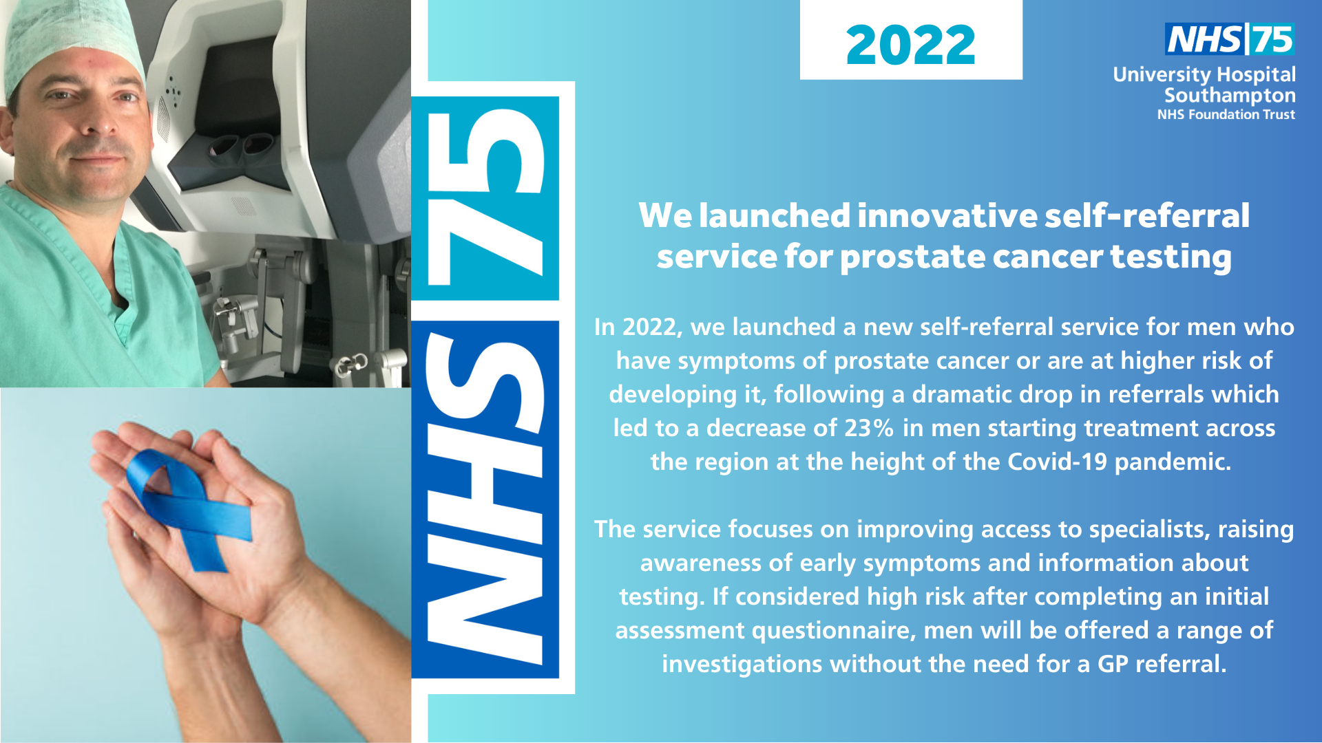 We launched innovative self-referral service for prostate cancer testing