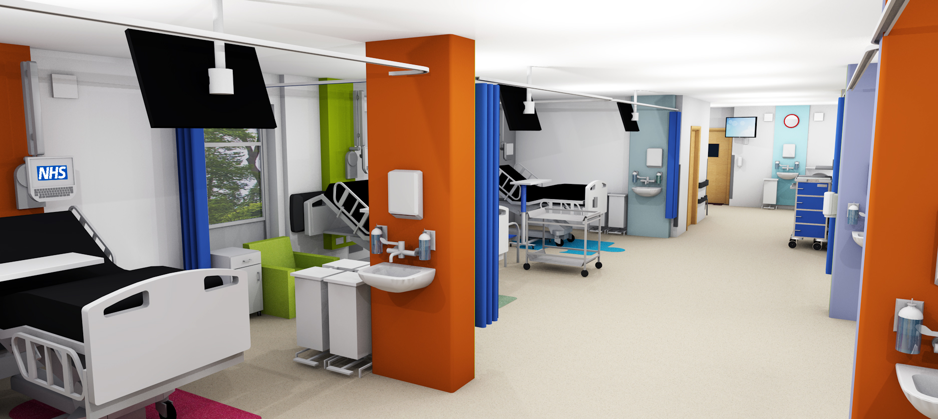 Cubicle area in the children's emergency and trauma department