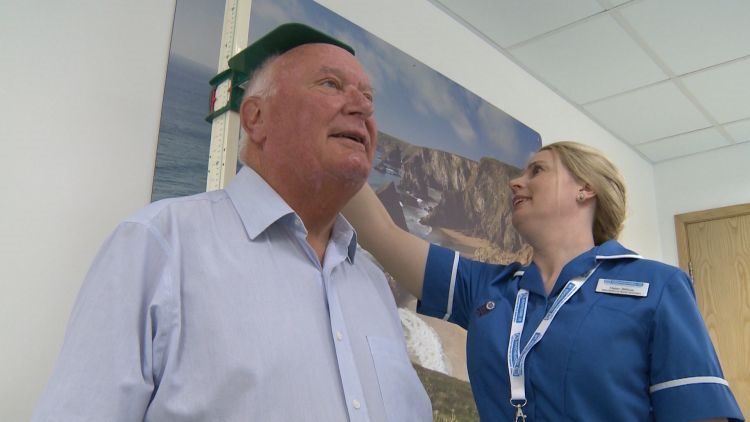 Patient John Myers with Helen Wilkes, mesothelioma clinical nurse specialist