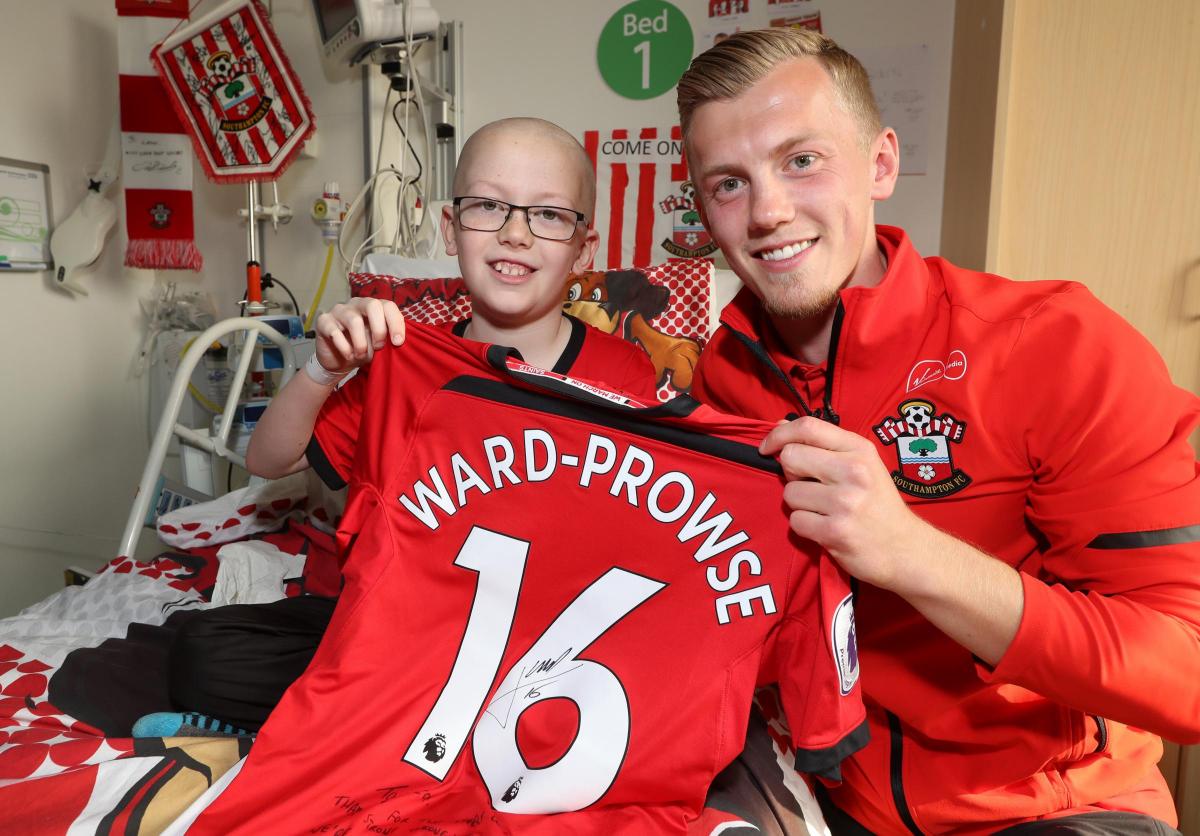 Saints player James Ward-Prowse with patient Leon Mooney