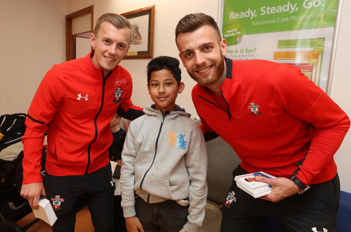 Players from Saints FC visit Southampton Children's Hospital