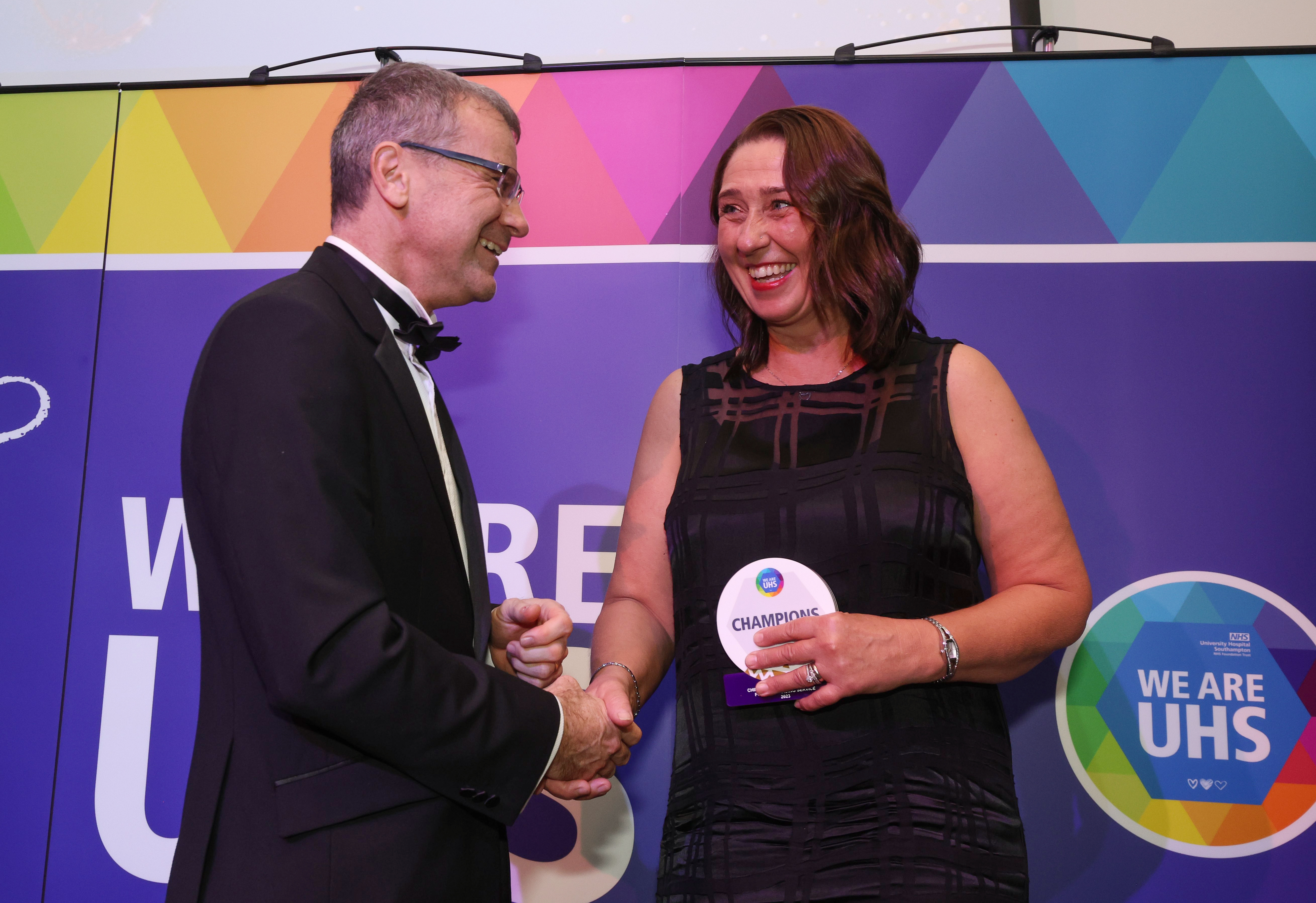 David French presenting Karen Bent with award