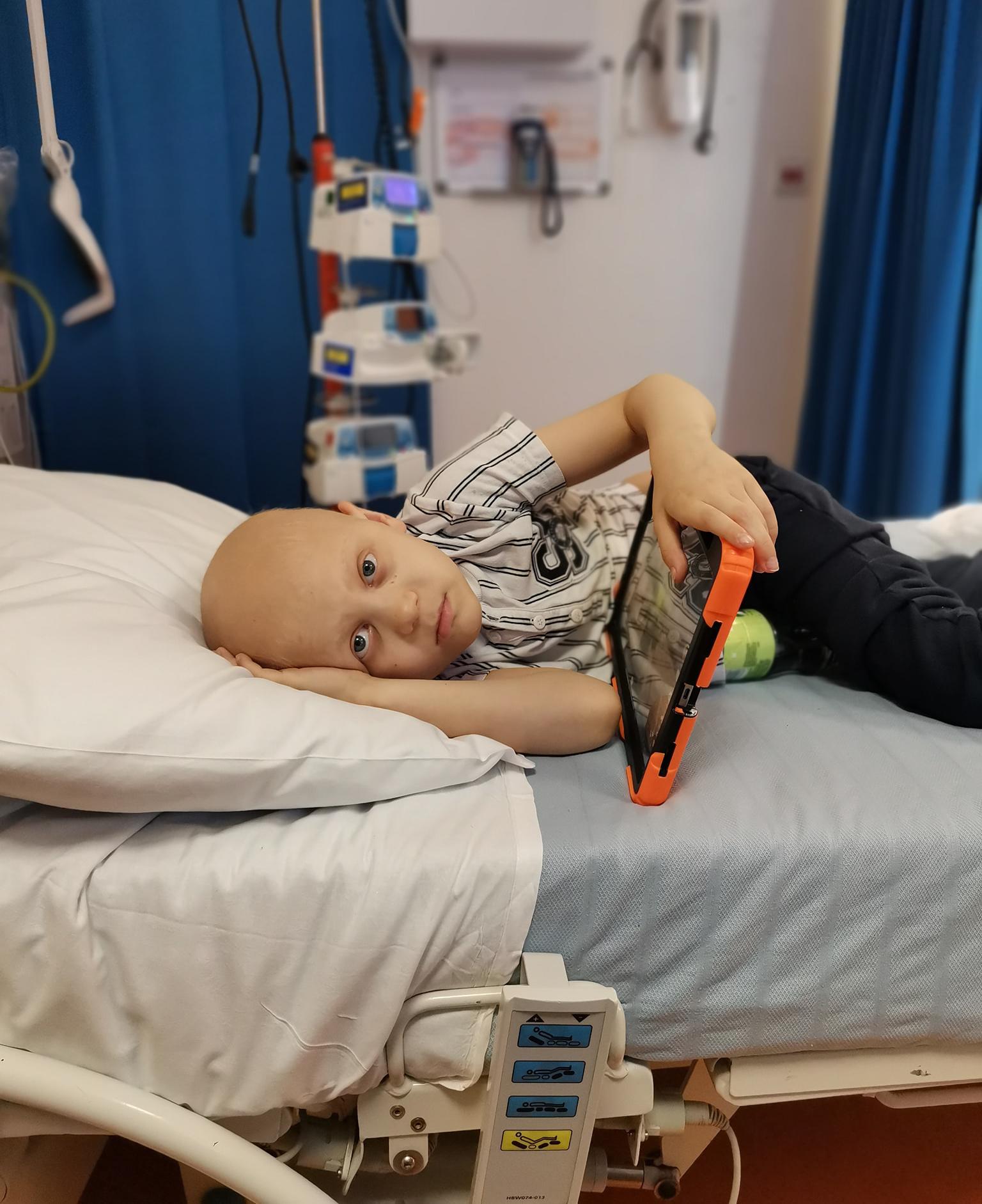 Jake being treated in Southampton Children's Hospital