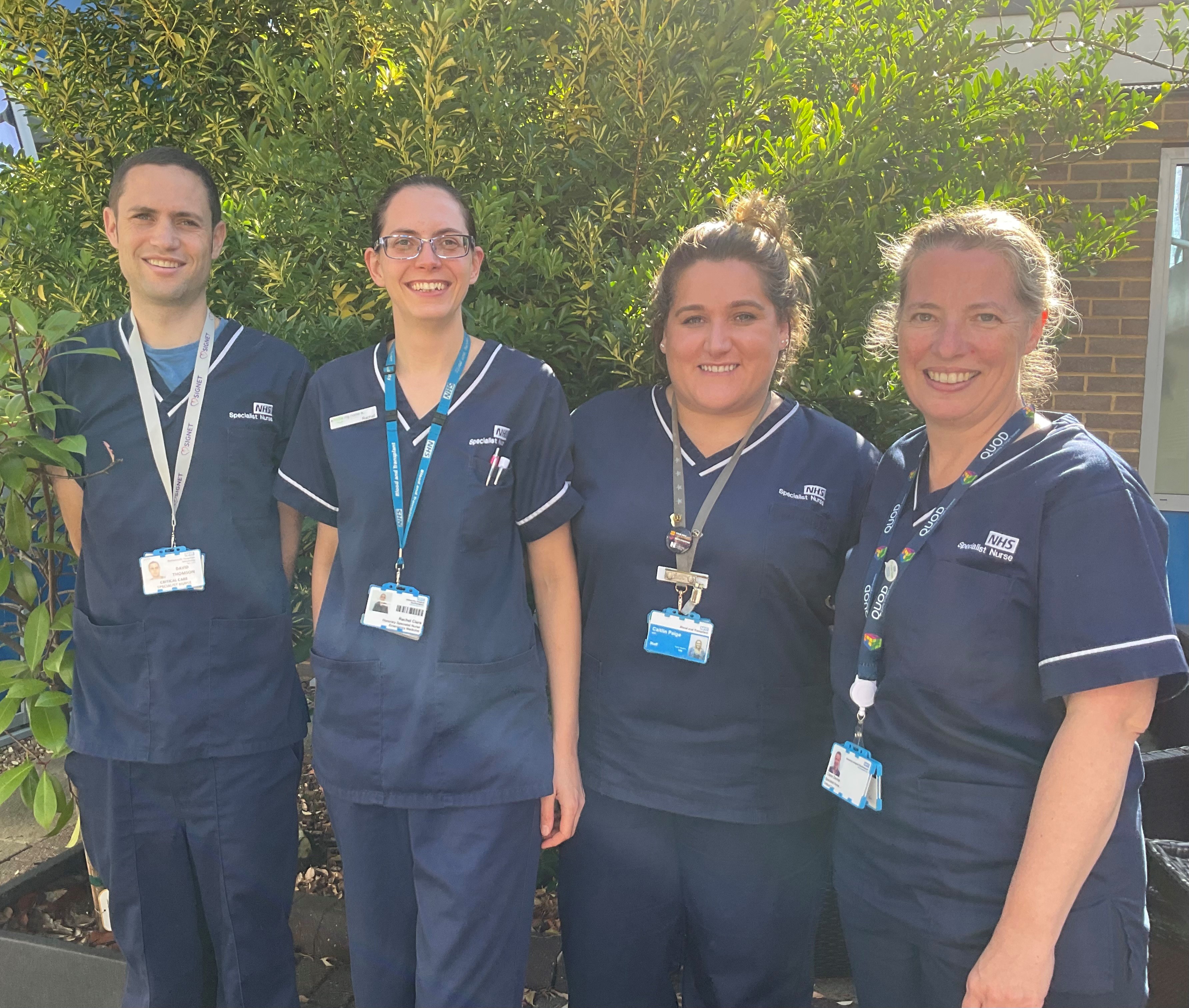 Picture of some of the specialist nurse organ donation team at UHS