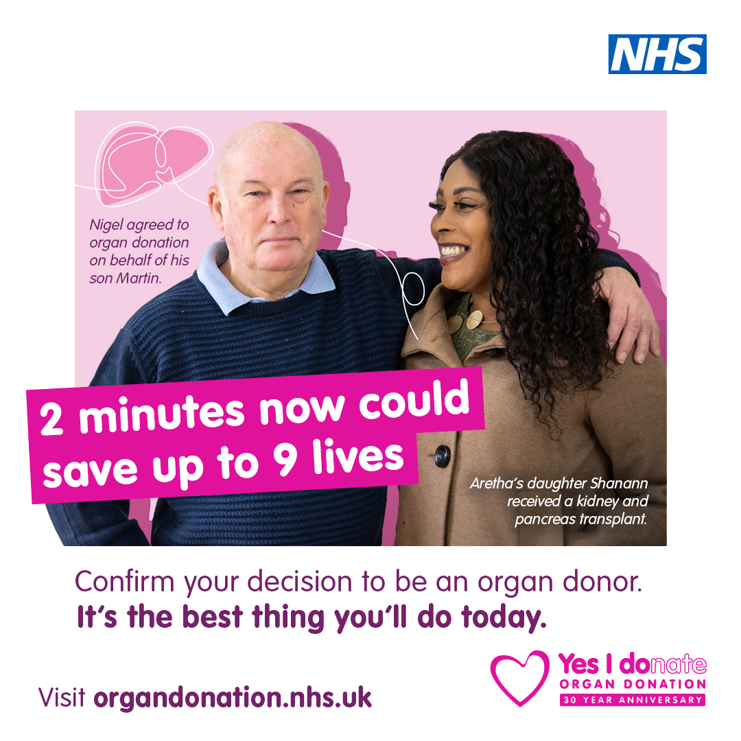 Graphic promoting the importance of registering your decision around organ donation