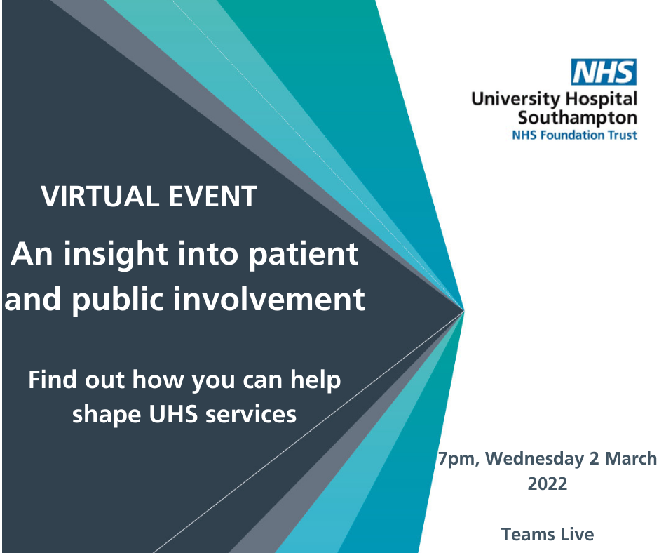 Patient involvement event - Wednesday, 2 March, 7pm - Teams Live