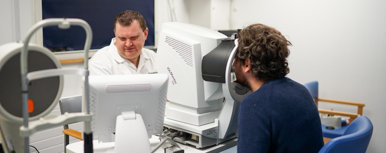 A patient having an eye examination