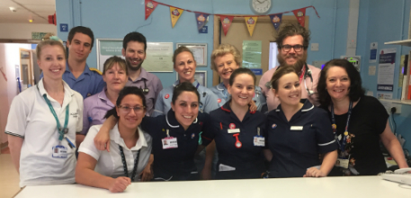 Group photo of staff on respiratory ward D5.