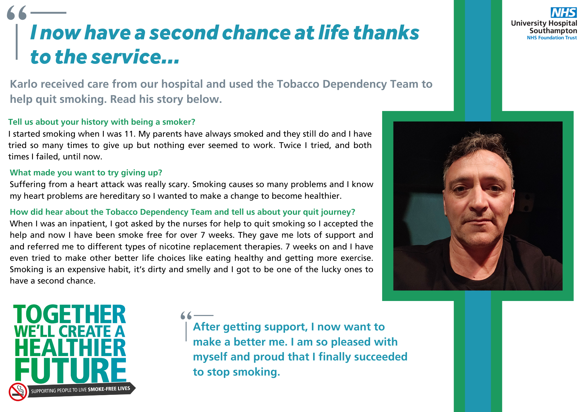 Patient story from Karlo who successfully gave up smoking with the support of our tobacco dependency team.