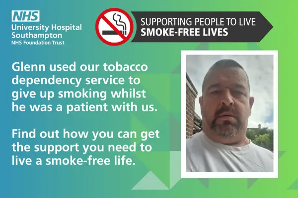Graphic showing how we supported our patient Glenn to live a smoke-free life.